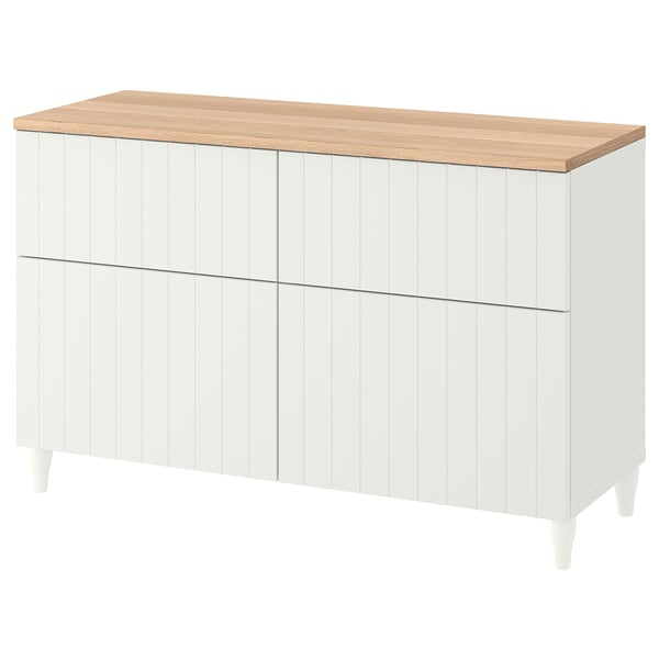 BESTÅ Combinazione + ante/cassetti, bianco/Sutterviken/Kabbarp bianco, 120x42x76 cm