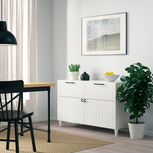 BESTÅ Combinazione + ante/cassetti, bianco/Sutterviken/Kabbarp bianco, 120x42x74 cm