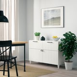 BESTÅ Combinazione + ante/cassetti, bianco/Sutterviken/Kabbarp bianco, 120x42x74 cm