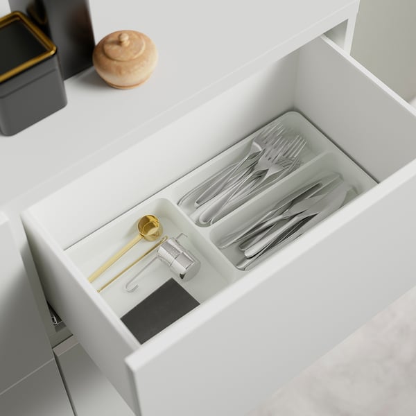 BESTÅ Combinazione + ante/cassetti, bianco/Sutterviken/Kabbarp bianco, 120x42x74 cm