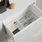 BESTÅ Combinazione + ante/cassetti, bianco/Sutterviken/Kabbarp bianco, 120x42x74 cm