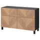 BESTÅ Combinazione + ante/cassetti, marrone-nero/Hedeviken/Stubbarp impiallacciatura di rovere, 120x42x74 cm