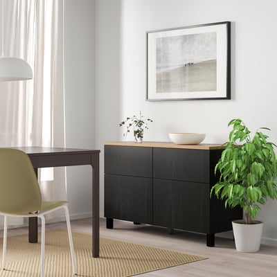 BESTÅ Combinazione + ante/cassetti, marrone-nero/Lappviken/Stubbarp marrone-nero, 120x42x76 cm