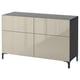 BESTÅ Combinazione + ante/cassetti, marrone-nero/Selsviken lucido/beige, 120x42x74 cm