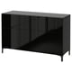BESTÅ Combinazione + ante/cassetti, marrone-nero/Selsviken lucido/nero, 120x42x74 cm