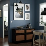 BESTÅ Combinazione + ante/cassetti, marrone-nero Studsviken/Kabbarp/marrone scuro pioppo intrecciato, 120x42x74 cm