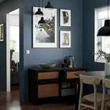 BESTÅ Combinazione + ante/cassetti, marrone-nero Studsviken/Stubbarp/marrone scuro pioppo intrecciato, 120x42x74 cm