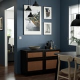BESTÅ Combinazione + ante/cassetti, marrone-nero Studsviken/Stubbarp/marrone scuro pioppo intrecciato, 120x42x74 cm