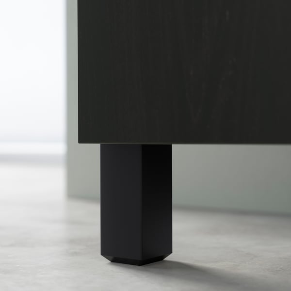BESTÅ Combinazione + ante/cassetti, marrone-nero Studsviken/Stubbarp/marrone scuro pioppo intrecciato, 120x42x74 cm