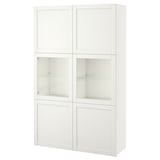 BESTÅ Combinazione con ante a vetro, bianco Hanviken/Sindvik vetro trasparente bianco, 120x42x193 cm