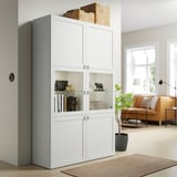 BESTÅ Combinazione con ante a vetro, bianco Hanviken/Sindvik vetro trasparente bianco, 120x42x193 cm