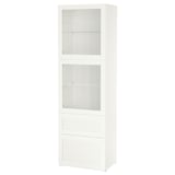 BESTÅ Combinazione con ante a vetro, bianco/Hanviken vetro trasparente bianco, 60x42x193 cm
