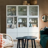 BESTÅ Combinazione con ante a vetro, bianco/Lappviken vetro trasparente bianco, 60x42x193 cm