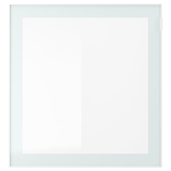 BESTÅ Combinazione con ante a vetro, bianco/Selsviken lucido/vetro smerigliato beige, 120x42x193 cm