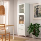 BESTÅ Combinazione con ante a vetro, bianco Smeviken/Ostvik/Kabbarp vetro trasparente bianco, 60x42x202 cm