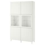 BESTÅ Combinazione con ante a vetro, bianco Smeviken/Ostvik vetro trasparente bianco, 120x42x202 cm