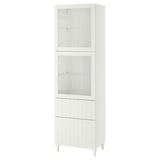 BESTÅ Combinazione con ante a vetro, bianco/Sutterviken/Kabbarp vetro trasparente bianco, 60x42x202 cm