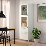 BESTÅ Combinazione con ante a vetro, bianco/Sutterviken/Kabbarp vetro trasparente bianco, 60x42x202 cm