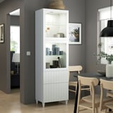 BESTÅ Combinazione con ante a vetro, bianco/Sutterviken/Kabbarp vetro trasparente bianco, 60x42x202 cm