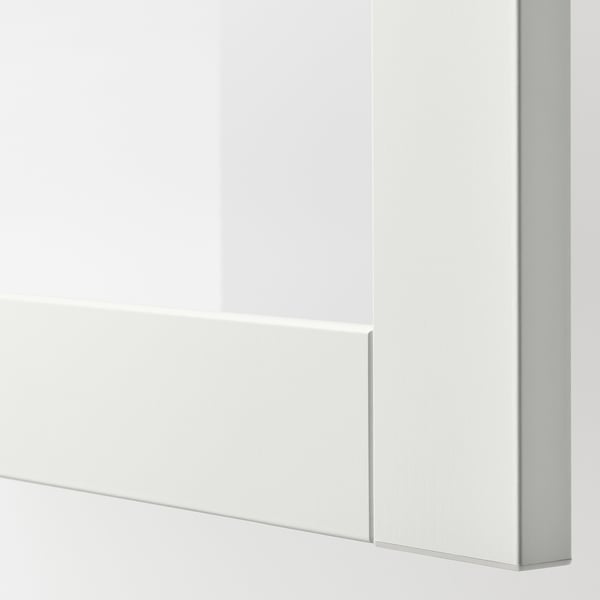 BESTÅ Combinazione con ante a vetro, bianco Sutterviken/Sindvik vetro trasparente bianco, 120x42x202 cm