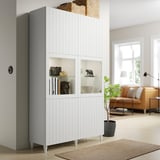 BESTÅ Combinazione con ante a vetro, bianco Sutterviken/Sindvik vetro trasparente bianco, 120x42x202 cm