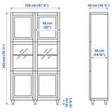 BESTÅ Combinazione con ante a vetro, bianco Sutterviken/Sindvik vetro trasparente bianco, 120x42x202 cm