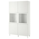 BESTÅ Combinazione con ante a vetro, bianco Valviken/Sindvik vetro trasparente bianco, 120x42x202 cm