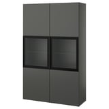 BESTÅ Combinazione con ante a vetro, grigio scuro Lappviken/Fällsvik antracite, 120x42x193 cm