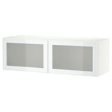 BESTÅ Combinazione di mobili da parete, bianco Glassvik/bianco/verde chiaro vetro smerigliato, 120x42x38 cm