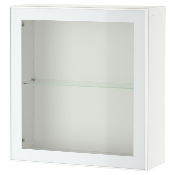 BESTÅ Combinazione di mobili da parete, bianco Glassvik/bianco/verde chiaro vetro trasparente, 60x22x64 cm