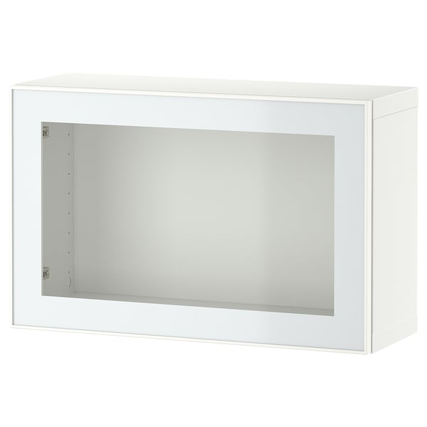 BESTÅ Combinazione di mobili da parete, bianco Glassvik/bianco/verde chiaro vetro trasparente, 60x22x38 cm