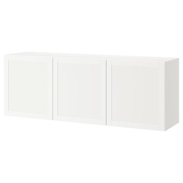 BESTÅ Combinazione di mobili da parete, bianco/Hanviken bianco, 180x42x64 cm