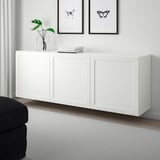 BESTÅ Combinazione di mobili da parete, bianco/Hanviken bianco, 180x42x64 cm