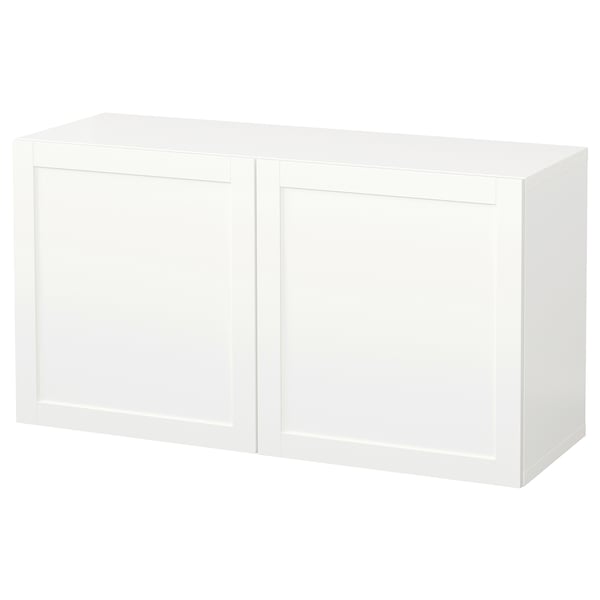 BESTÅ Combinazione di mobili da parete, bianco/Hanviken bianco, 120x42x64 cm