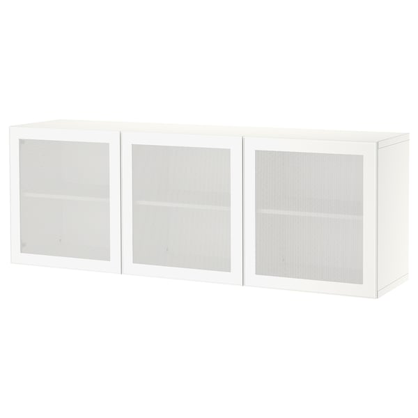 BESTÅ Combinazione di mobili da parete, bianco/Mörtviken bianco, 180x42x64 cm
