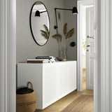 BESTÅ Combinazione di mobili da parete, bianco/Mörtviken bianco, 180x42x64 cm