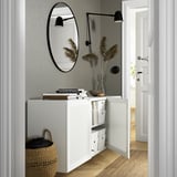BESTÅ Combinazione di mobili da parete, bianco/Mörtviken bianco, 180x42x64 cm