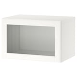 BESTÅ Combinazione di mobili da parete, bianco/Ostvik vetro bianco/trasparente, 60x42x38 cm