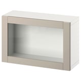 BESTÅ Combinazione di mobili da parete, bianco/Sindvik grigio chiaro/beige, 60x22x38 cm