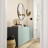 BESTÅ Combinazione di mobili da parete, grigio scuro/Hjortviken grigio pallido-verde, 180x42x64 cm