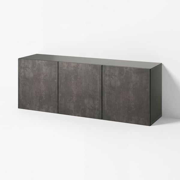 BESTÅ Combinazione di mobili da parete, grigio scuro/Kallviken effetto cemento, 180x42x64 cm