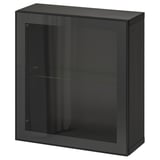 BESTÅ Combinazione di mobili da parete, marrone-nero/Glassvik nero, 60x22x64 cm