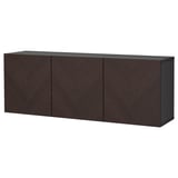 BESTÅ Combinazione di mobili da parete, marrone-nero Hedeviken/marrone scuro impiallacciatura di rovere/mordente, 180x42x64 cm