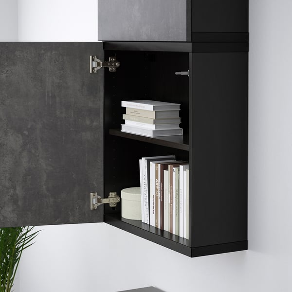 BESTÅ Combinazione di mobili da parete, marrone-nero/Kallviken grigio scuro, 60x22x64 cm