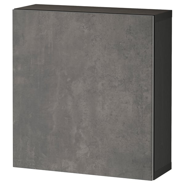 BESTÅ Combinazione di mobili da parete, marrone-nero/Kallviken grigio scuro, 60x22x64 cm