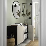 BESTÅ Combinazione di mobili da parete, marrone-nero/Lappviken grigio chiaro-beige, 180x42x64 cm
