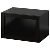 BESTÅ Combinazione di mobili da parete, marrone-nero/Sindvik vetro trasparente marrone-nero, 60x42x38 cm