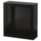 BESTÅ Combinazione di mobili da parete, marrone-nero/Sindvik vetro trasparente marrone-nero, 60x22x64 cm