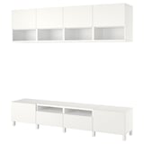 BESTÅ Combinazione per TV, bianco Laxviken/Lappviken/Stubbarp bianco, 240x42x230 cm