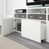 BESTÅ Combinazione TV/ante a vetro, bianco/Lappviken vetro trasparente bianco, 180x42x192 cm